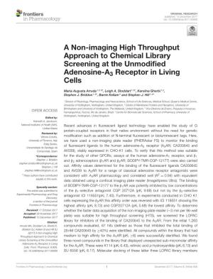 A Non-Imaging High Throughput Approach to Chemical Library Screening at the Unmodiﬁed Adenosine-A3 Receptor in Living Cells