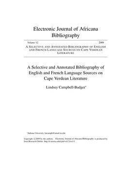 A Selective and Annotated Bibliography of English and French Language Sources on Cape Verdean Literature