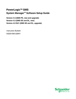 Powerlogictm SMS System Managertm Software Setup Guide