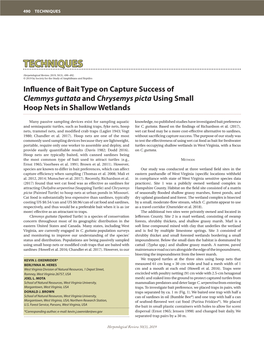 Influence of Bait Type on Capture Success of Clemmys Guttata and Chrysemys Picta Using Small Hoop Nets in Shallow Wetlands