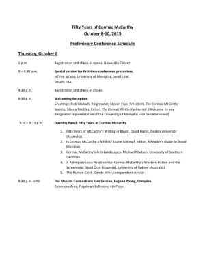Preliminary Conference Schedule