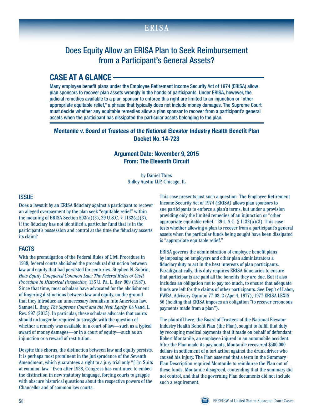 Does Equity Allow an ERISA Plan to Seek Reimbursement from a Participant’S General Assets?