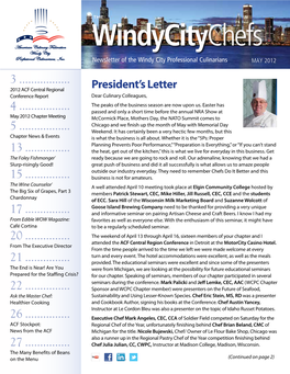 Windycitychefs Newsletter of the Windy City Professional Culinarians MAY 2012 3