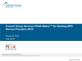 Everest Group Services PEAK Matrix™ for Banking BPS Service Providers 2019
