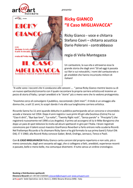 Ricky GIANCO “Il Caso MIGLIAVACCA”