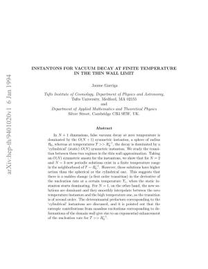 Instantons for Vacuum Decay at Finite Temperature in the Thin Wall Limit