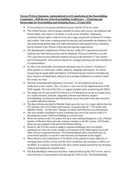 2020 Review of the Peacebuilding Architecture – “Financing and Partnerships for Peacebuilding and Sustaining Peace”, 15 June 2020