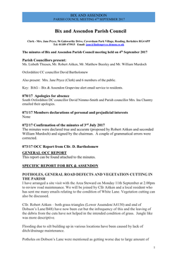 Bix and Assendon PARISH COUNCIL Meeting 2Nd November 2015