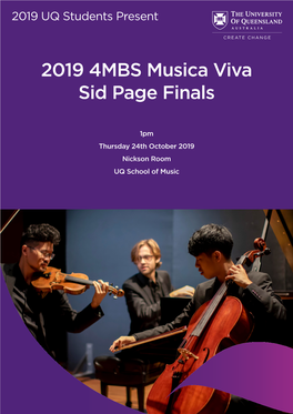 2019 4MBS Musica Viva Sid Page Finals