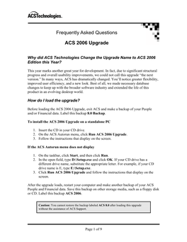 ACS 2006 Upgrade