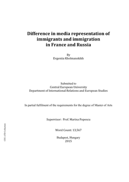 Difference in Media Representation of Immigrants and Immigration in France and Russia