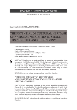 The Potential of Cultural Heritage of National Minorities in Small Towns – the Case of Brzeziny