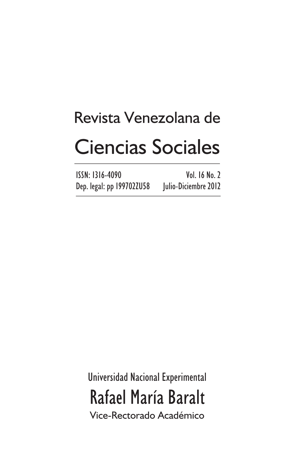 Revista Venezolana De Ciencias Sociales