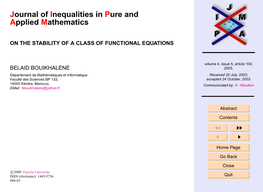 On the Stability of a Class of Functional Equations