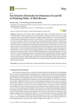 Ion-Selective Electrodes for Detection of Lead (II) in Drinking Water: a Mini-Review