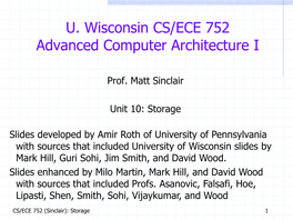 CS/ECE 752: Advancec Computer Architecture I