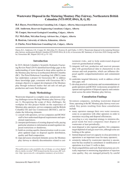 Wastewater Disposal in the Maturing Montney Play Fairway, Northeastern British Columbia (NTS 093P, 094A, B, G, H)