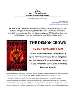 The Demon Crown: a Sigma Force Novel Publicity