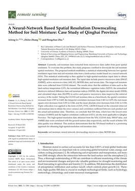 A Neural-Network Based Spatial Resolution Downscaling Method for Soil Moisture: Case Study of Qinghai Province