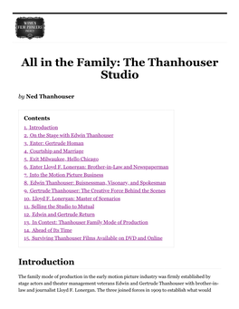 All in the Family: the Thanhouser Studio by Ned Thanhouser