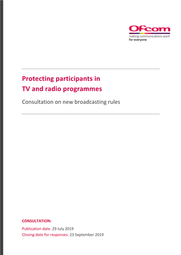 Consultation: Protecting Participants in TV and Radio Programmes