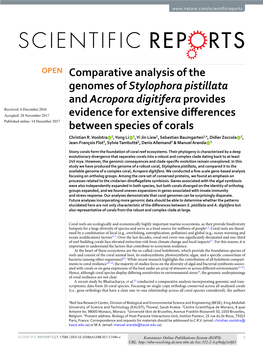 Comparative Analysis of the Genomes of Stylophora Pistillata And