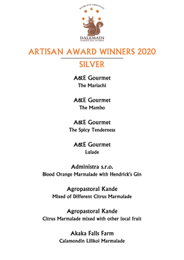 Artisan Award Winners 2020 Silver