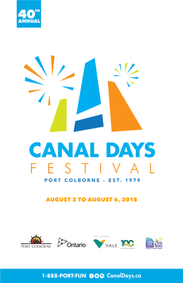 August 3 to August 6, 2018 Port Colborne Welcome Historical & Marine Museum to Canal Days