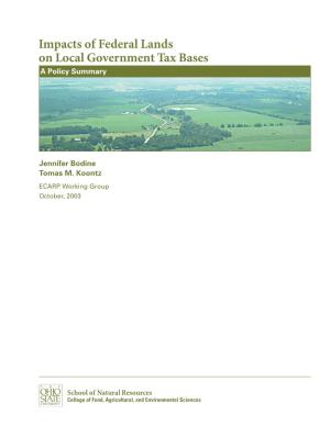 Impacts of Federal Lands on Local Government Tax Bases a Policy Summary