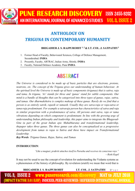 Anthology on Triguna in Contemporary Humanity