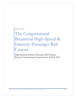 The Congressional Bicameral High-Speed & Intercity Passenger