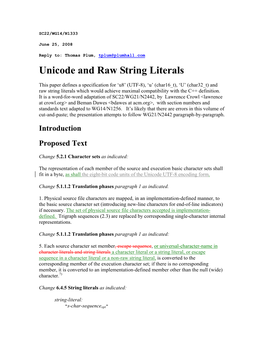 Unicode and Raw String Literals