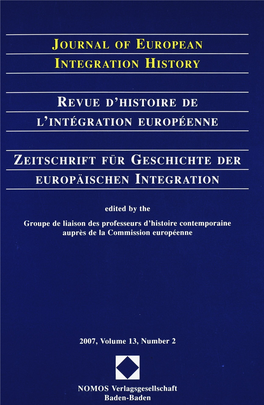 Journal of European Integration History Revue D