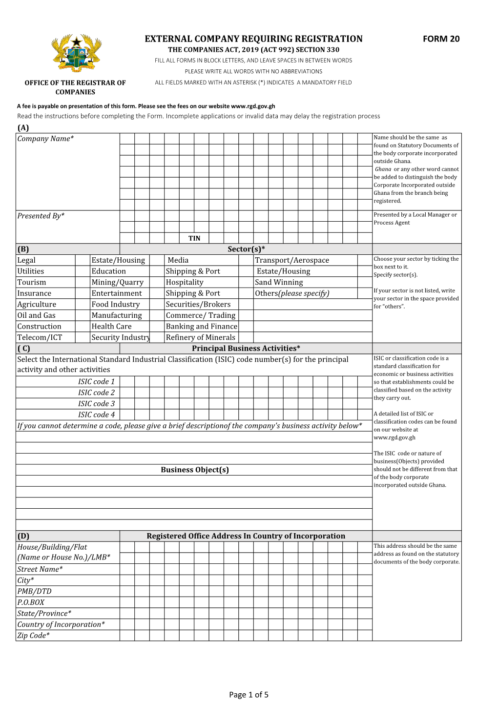External Company Requiring Registration Form 20