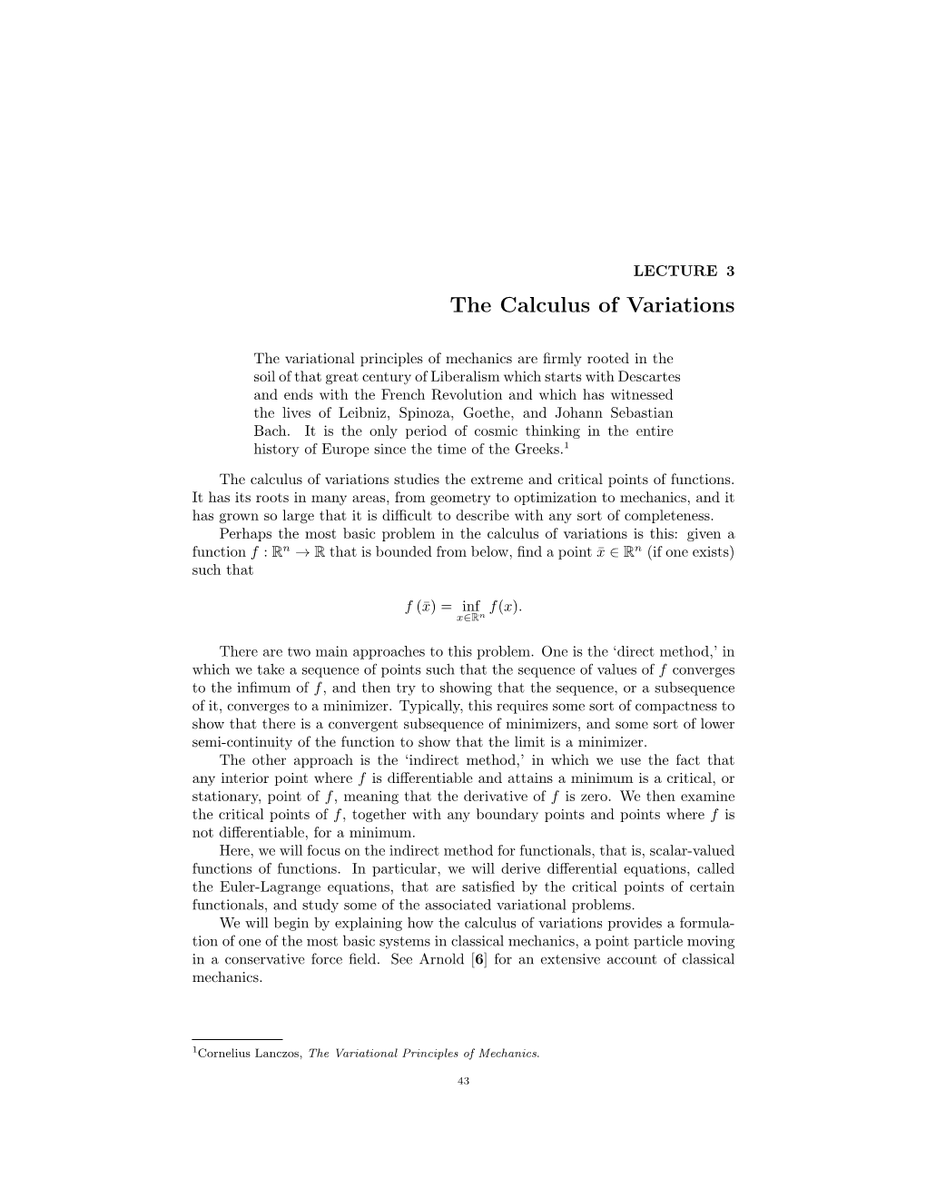 The Calculus of Variations