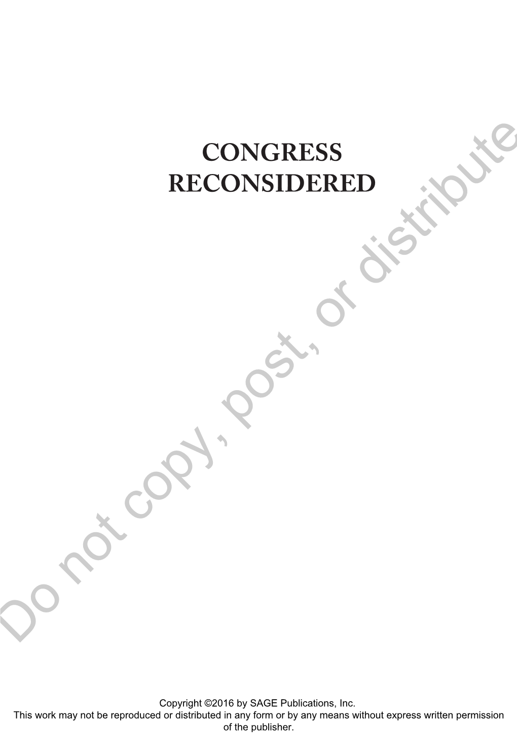 Congress Reconsidered