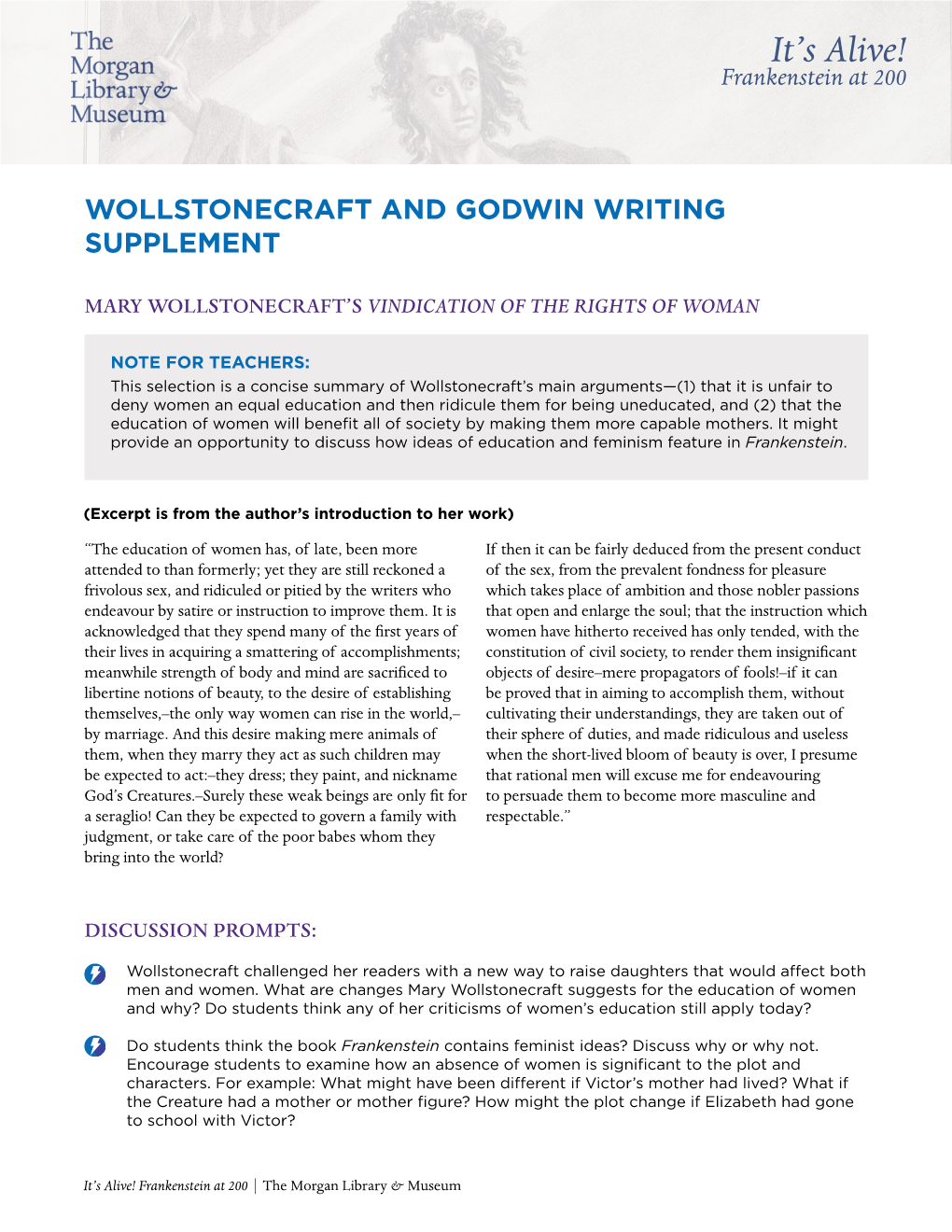 Wollstonecraft and Godwin Writing Supplement