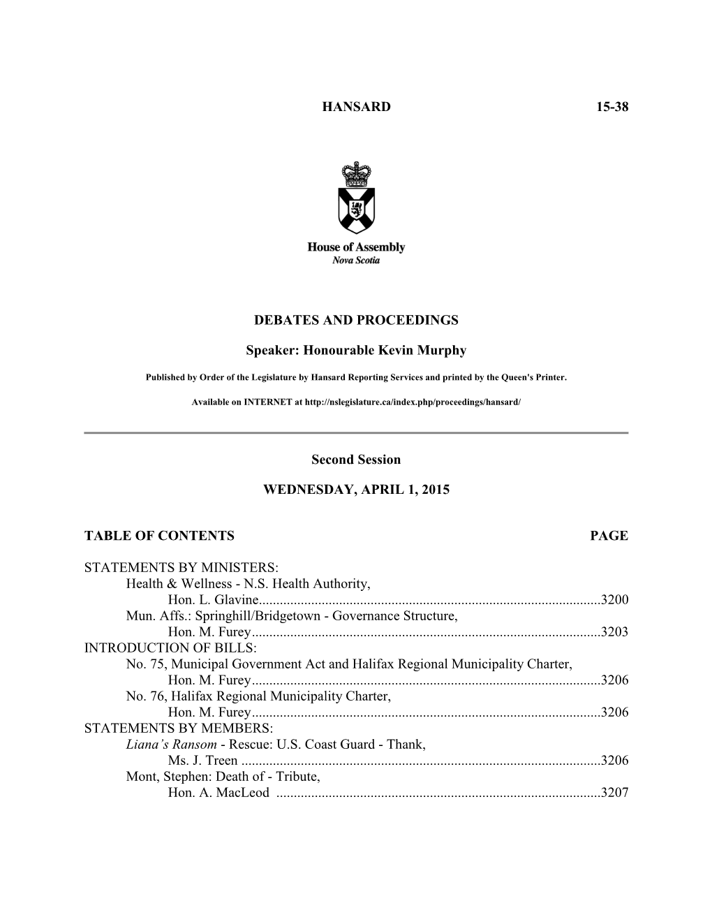 Legislative Proceedings