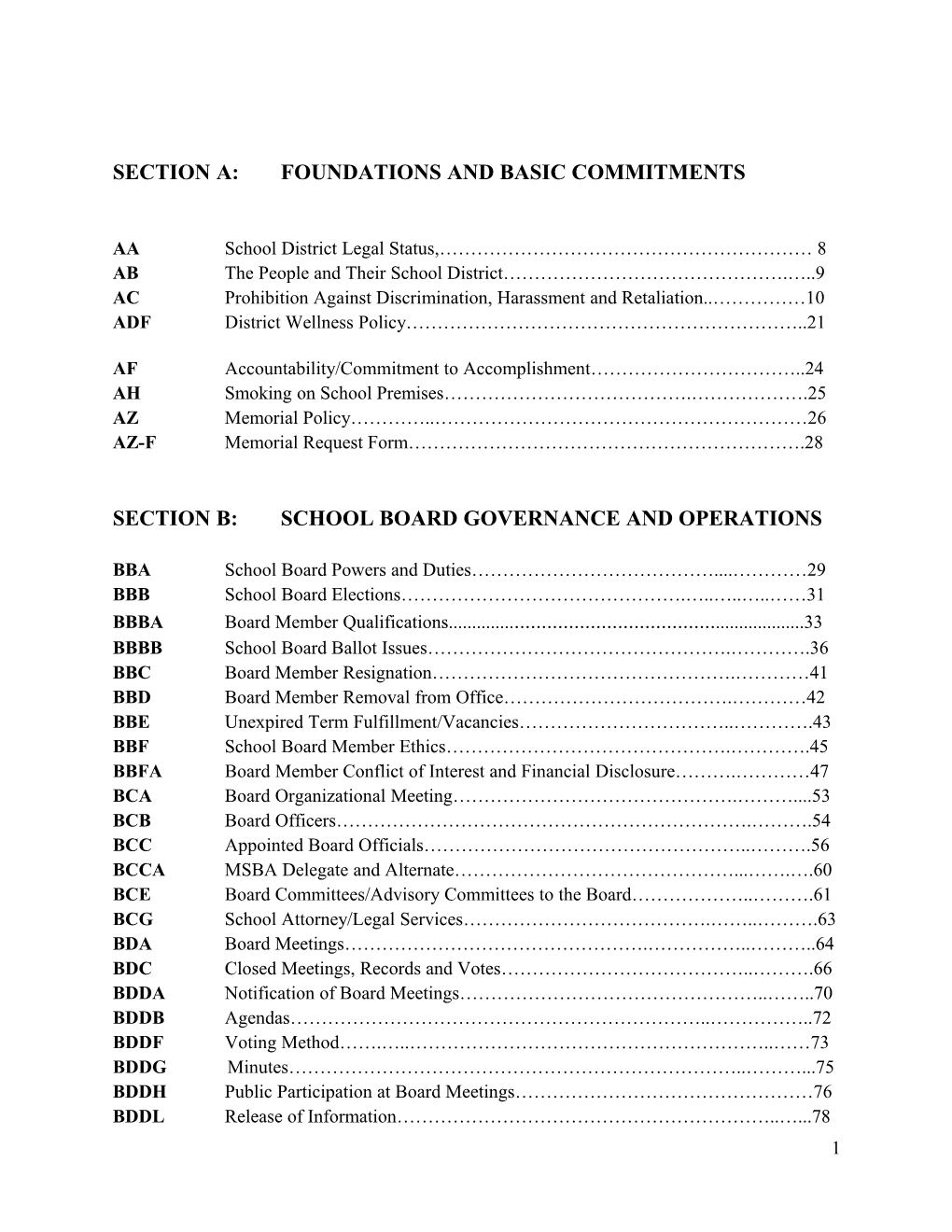 Section A: Foundations and Basic Commitments