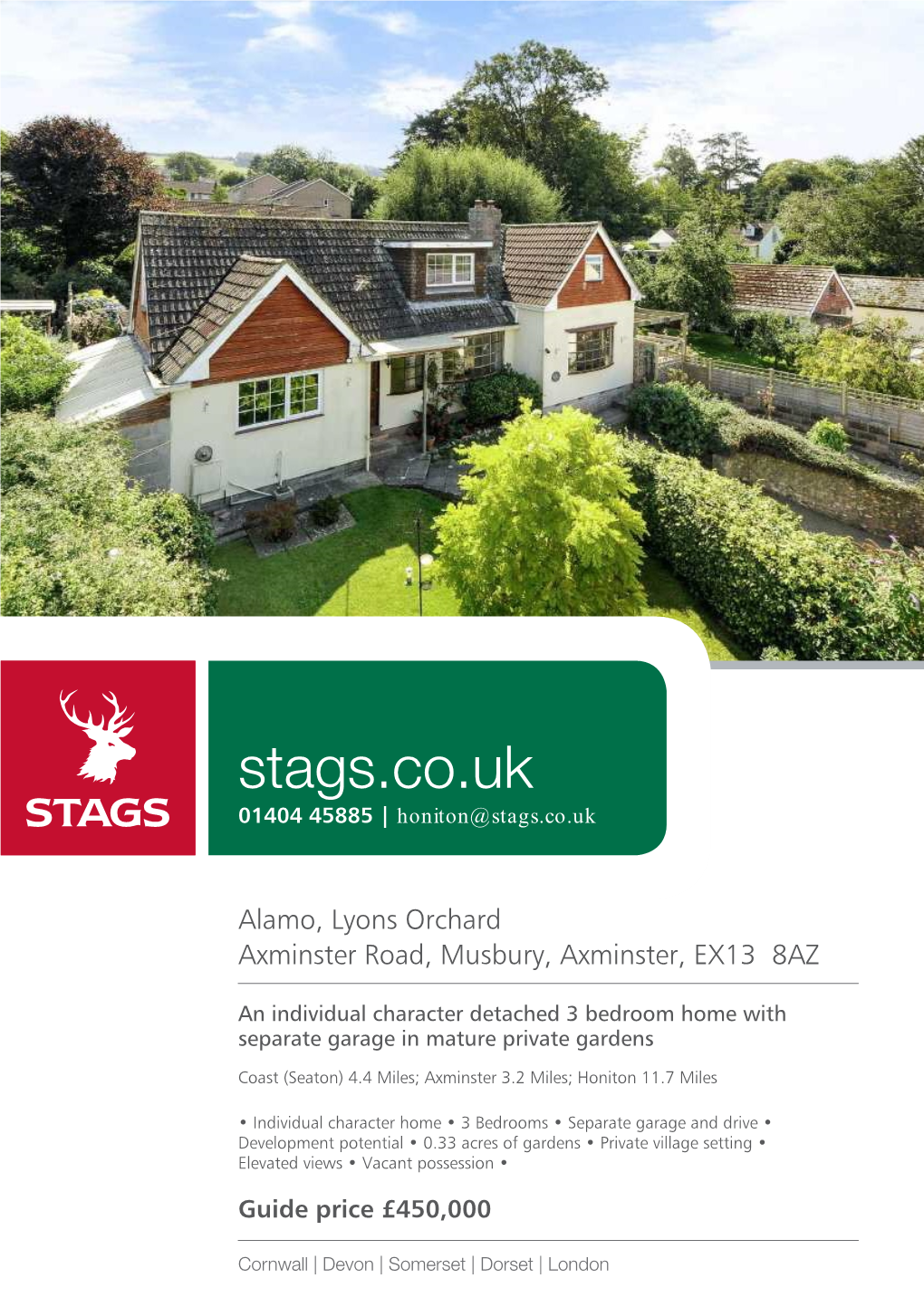 Stags.Co.Uk 01404 45885 | Honiton@Stags.Co.Uk