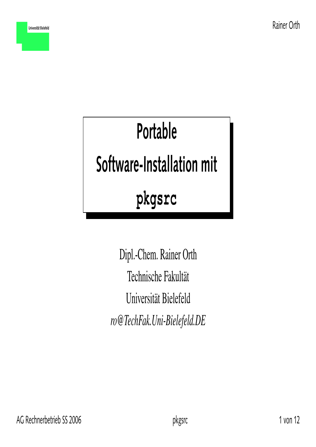 Portable Software-Installation Mit Pkgsrc