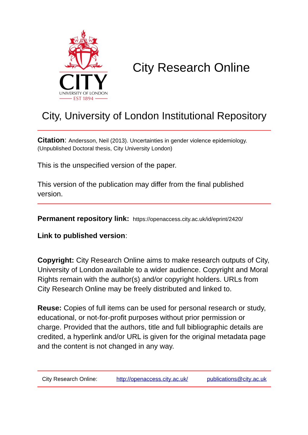 City, University of London Institutional Repository