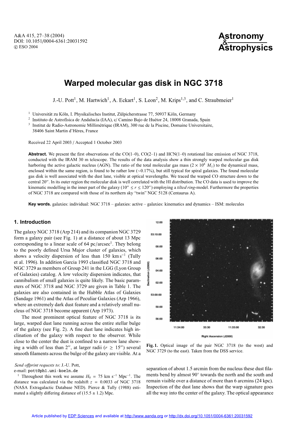 Warped Molecular Gas Disk in NGC 3718