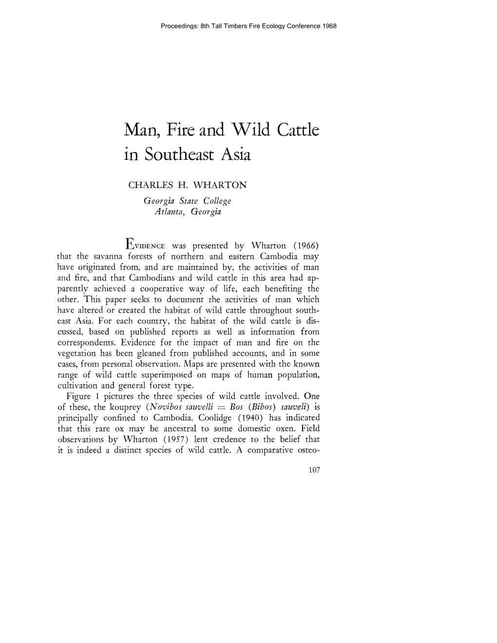 Man, Fire, and Wild Cattle in Southeast Asia, by Charles H