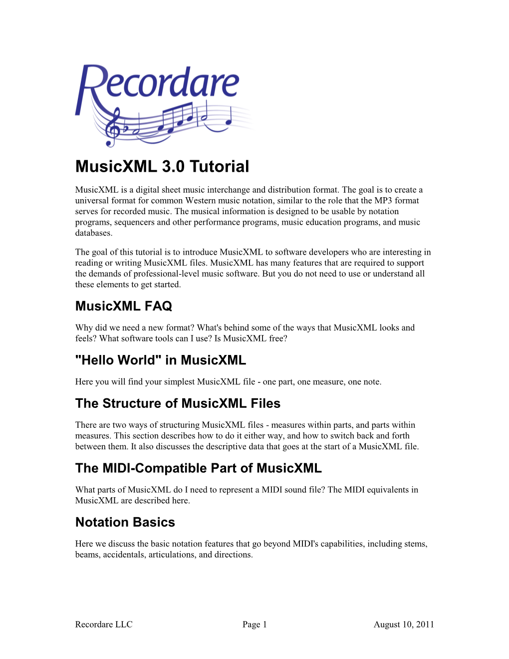 Musicxml 3.0 Tutorial