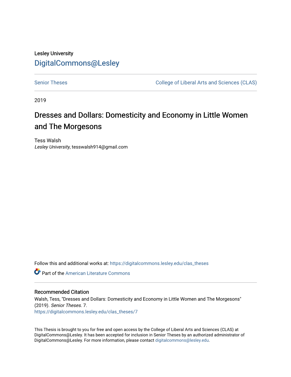 Domesticity and Economy in Little Women and the Morgesons