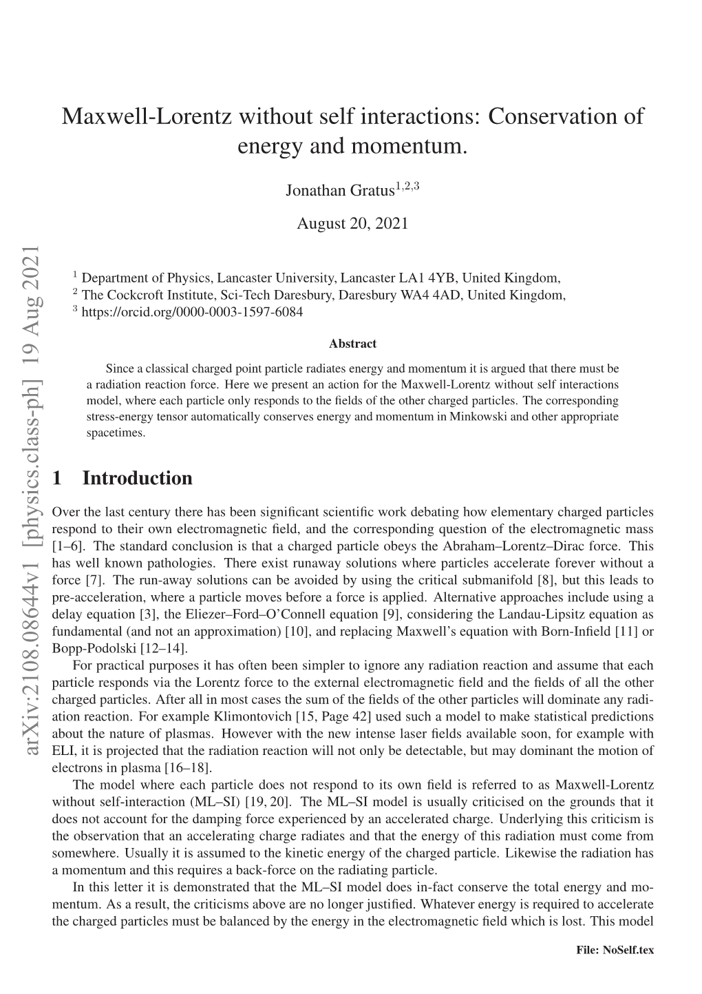 Maxwell-Lorentz Without Self Interactions