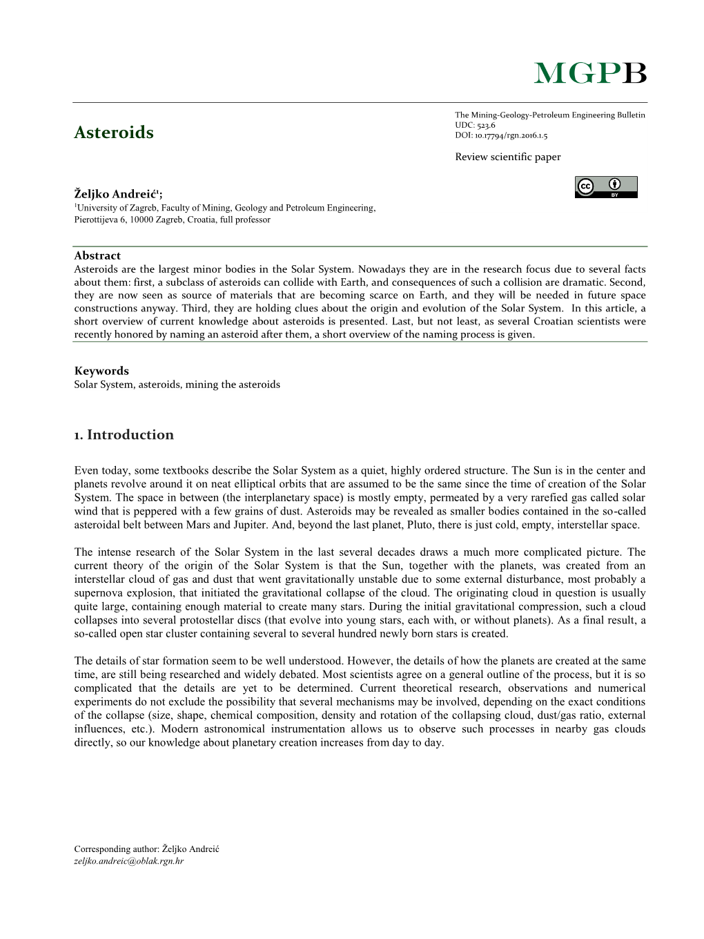 Asteroids DOI: 10.17794/Rgn.2016.1.5