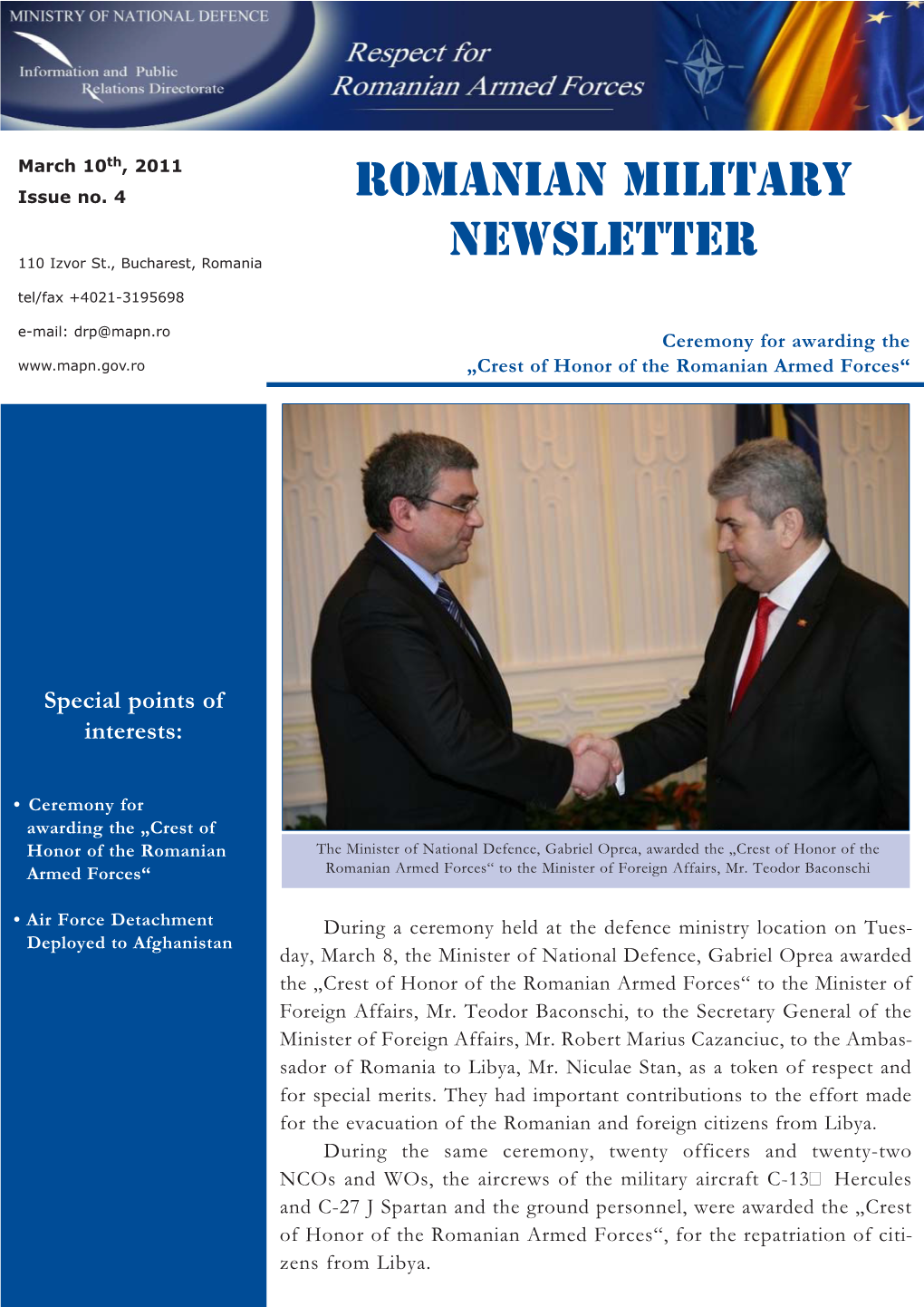 Romanian Military Newsletter