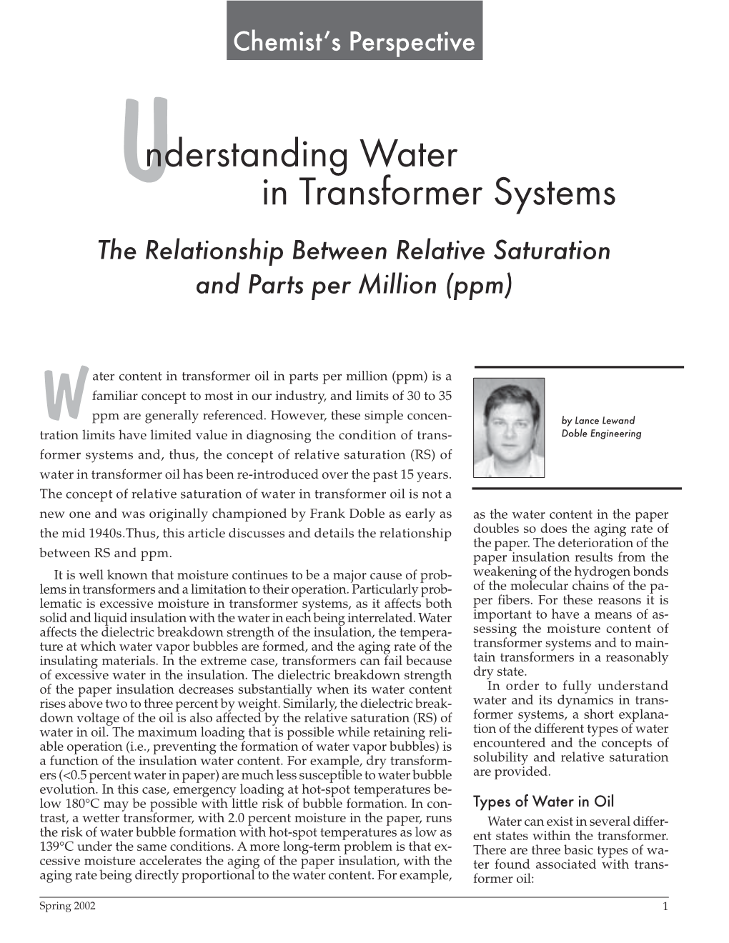 Understanding Water in Transformer Systems